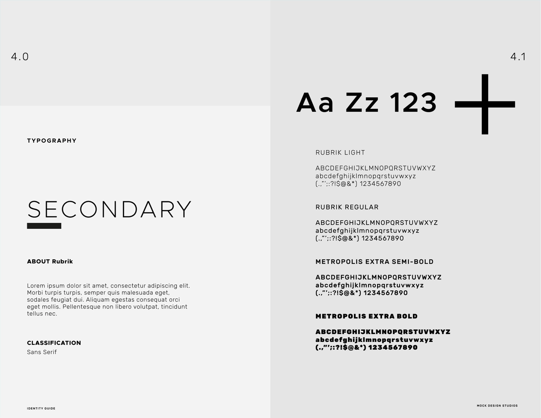 durdygirdy mock studio brand book secondary font page